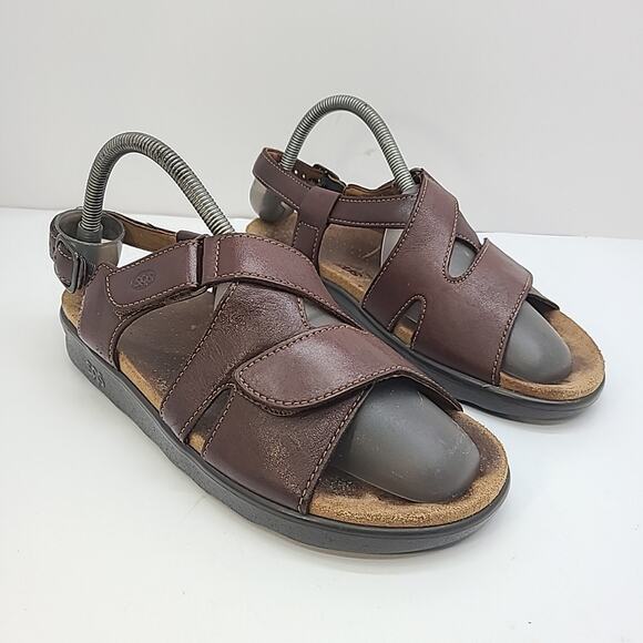 SAS Huggy Tripad Comfort Brown Leather Sandals Adj Straps USA Made Women Sz 8 - Picture 1 of 10